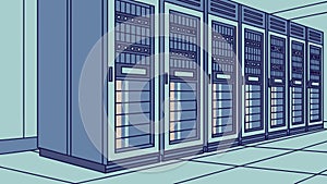 Server Racks in Data Center, Technology Digital Infrastructure, vector design Generative AI