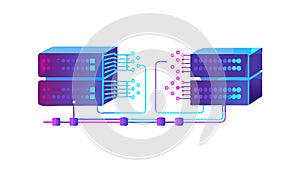 Server Racks with Data Flow, Network Technology Vector, vector design Generative AI