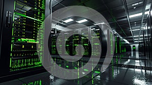 The server racks in datacenter.AI generated image