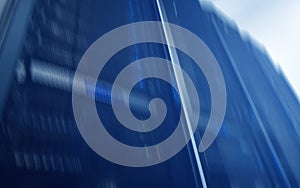 Server Racks In Empty Secure Computer Data Centre