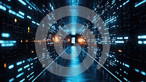 Server racks processing big data in a data center