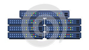 Server Racks Stacked, Data Storage and Cloud Computing vector design Generative AI