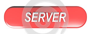 SERVER red rounded rectangle pushbutton - 3D rendering illustration