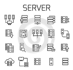 Server related vector icon set.