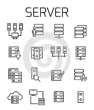 Server related vector icon set.
