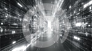 Server room abstract data flow network grid