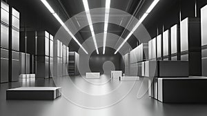 Server room abstract design featuring data center racks