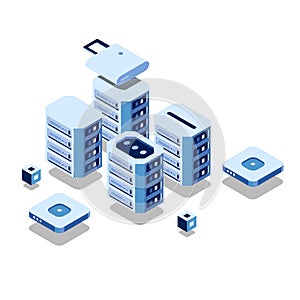 Isometric minimal Server room cabinet