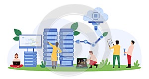 Server room with cloud technology concept.