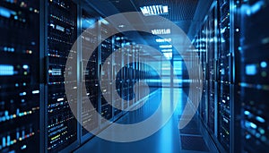 Server Room For Communication And Internet Network