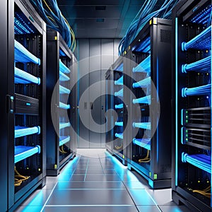 server room, computers, data center, 3d image, computer hosting