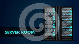 Server Room Concept. Web Hosting Center Data Bank