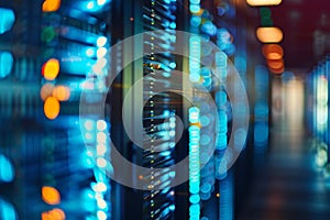 Server room, Data Center. Big Data Storage. cloud computing technology. Neural network ai generated