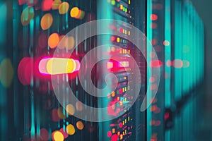 Server room, Data Center. Big Data Storage. cloud computing technology. Neural network ai generated