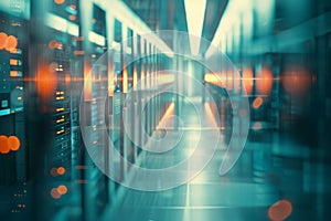 Server room, Data Center. Big Data Storage. cloud computing technology. Neural network ai generated
