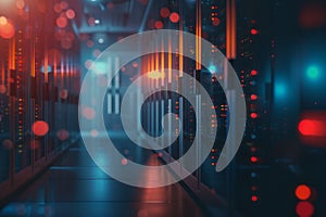 Server room, Data Center. Big Data Storage. cloud computing technology. Neural network ai generated