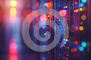 Server room, Data Center. Big Data Storage. cloud computing technology. Neural network ai generated