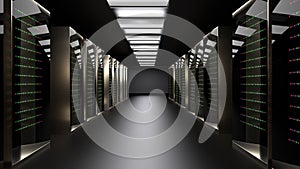 Server room data center. 3D rendering photo