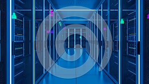 Server Room Data Center Modern Blue Network Infrastructure