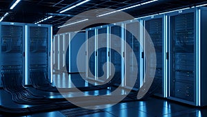 Server Room Data Center Network, Hosting, Cloud Computing