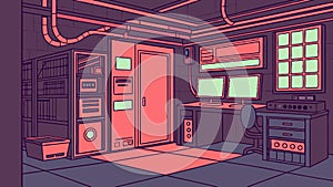 Server room data center, tech infrastructure, network system vector design Generative AI