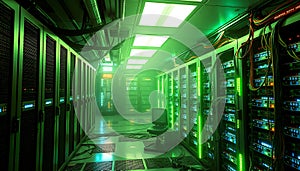 Server room data center, technology infrastructure, network, computing, IT, Stock Photo, Generative AI