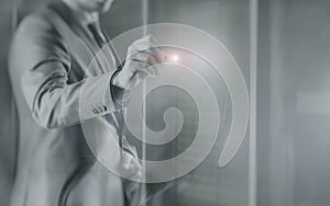 Server room engineer. Double exposure background tonned image