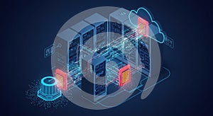 Server Room Illustration for Cloud Network