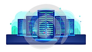 Server room infrastructure, digital data processing, vector design Generative AI