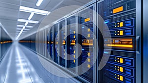 Server room infrastructure, powering data centers, cloud computing, and online services for seamless connectivity