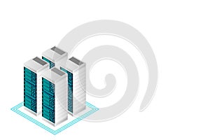Server room isometric, Cloud storage data, Data center, Big data processing and computing technology