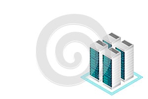 Server room isometric, Cloud storage data, Data center, Big data processing and computing technology