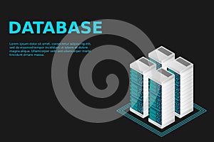 Server room isometric, Cloud storage data, Data center, Big data processing and computing technology