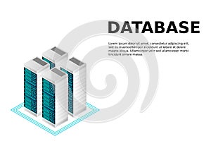 Server room isometric, Cloud storage data, Data center, Big data processing and computing technology