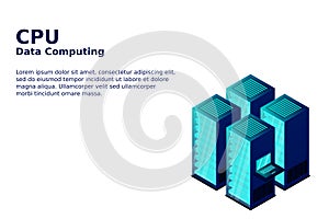 Server room isometric, Cloud storage data, Data center, Big data processing and computing technology