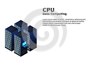 Server room isometric, Cloud storage data, Data center, Big data processing and computing technology