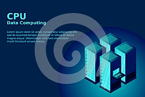 Server room isometric, Cloud storage data, Data center, Big data processing and computing technology