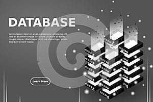 Server room isometric, Cloud storage data, Data center, Big data processing and computing technology