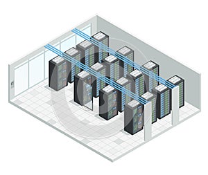 Server Room Isometric Interior