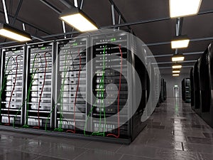 Server room with supercomputer