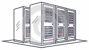 Server Room Technology - Data Storage Network System Vector, vector design Generative AI