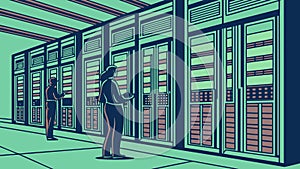 Server Room Technology Vector Art, vector design Generative AI