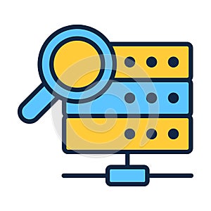 Server Search Badge in Flat Colored Style Showing Lookup Find and Data Discovery