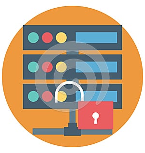 Server Security Color Isolated Vector Icon that easily can be modified and edit.