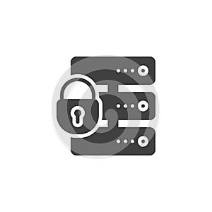 Server security lock vector icon