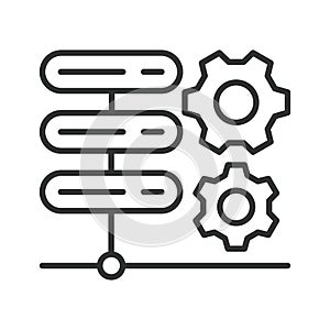 Server settings icon in line design. Server, settings, configuration, hosting, network, database, cloud on white
