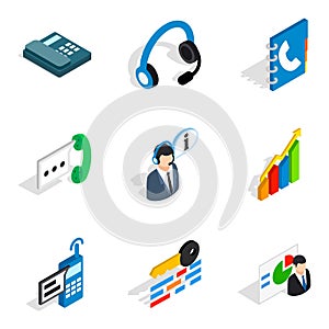 Server setup icons set, isometric style