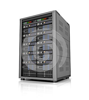 Server storage database icon over white