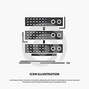 server, storage, rack, database, data Icon. glyph vector gray symbol for UI and UX, website or mobile application