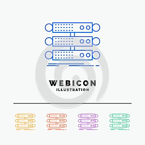 server, structure, rack, database, data 5 Color Line Web Icon Template isolated on white. Vector illustration